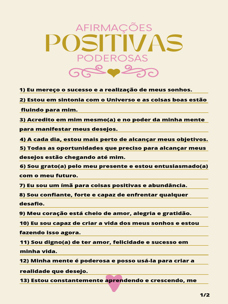 afirmações positivas para autoestima