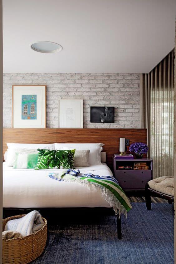 ideias de cabeceira de madeira para quarto pequeno
