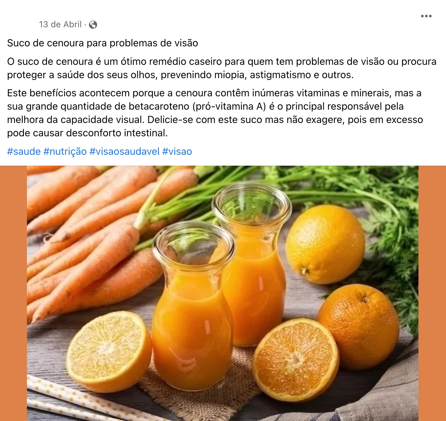 erros comuns sobre cenoura e visão