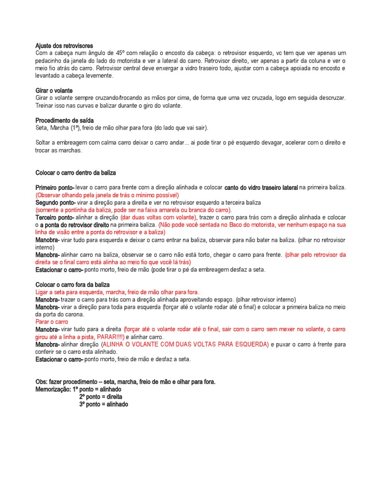 Como praticar baliza em casa antes do exame