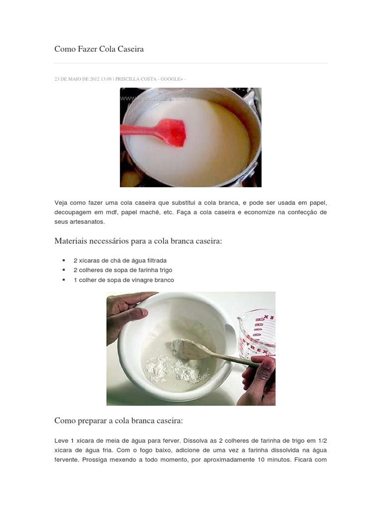 como fazer cola branca com 2 ingredientes