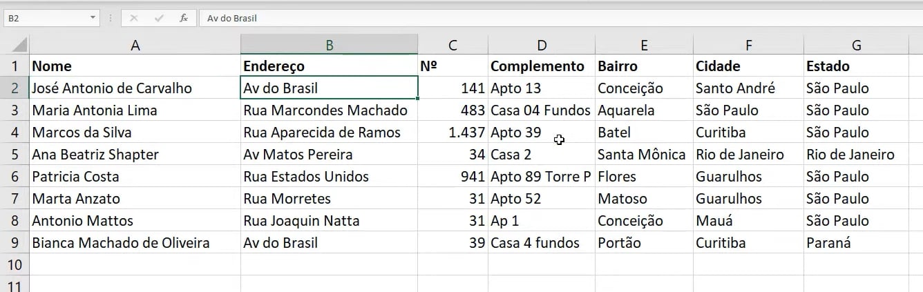 como fazer etiqueta mala direta no excel