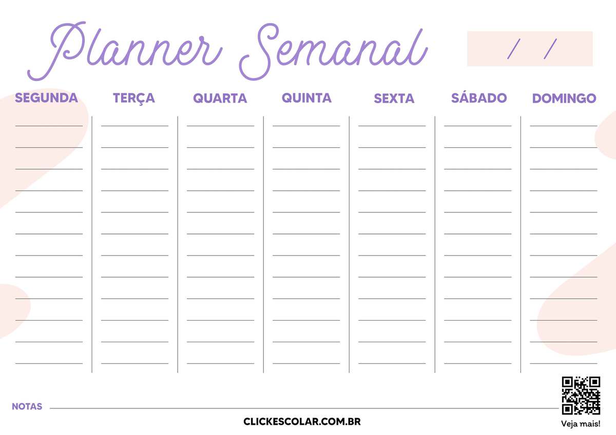 planner semanal imprimível minimalista