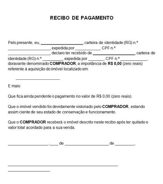 como fazer um recibo de compra e venda de imóveis