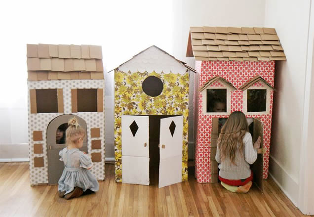 ideias de decoração para cabana de papelão