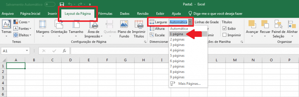 como fazer uma folha a4 no excel