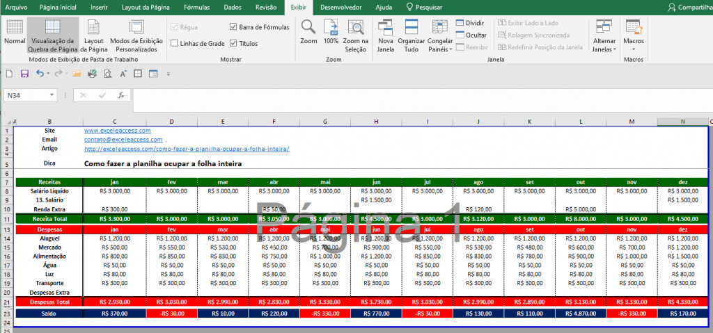 Guia completo da Visualização de Impressão no Excel