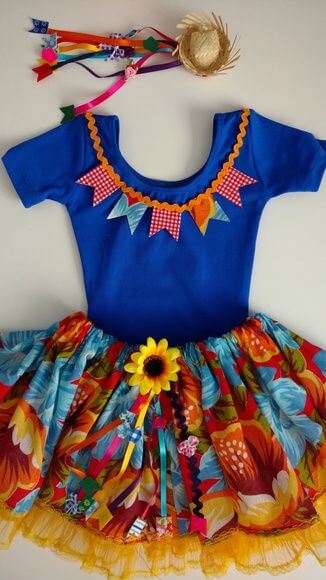 Vestido de festa junina infantil fácil para iniciantes