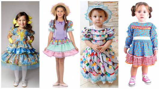 Vestido de festa junina infantil fácil para iniciantes