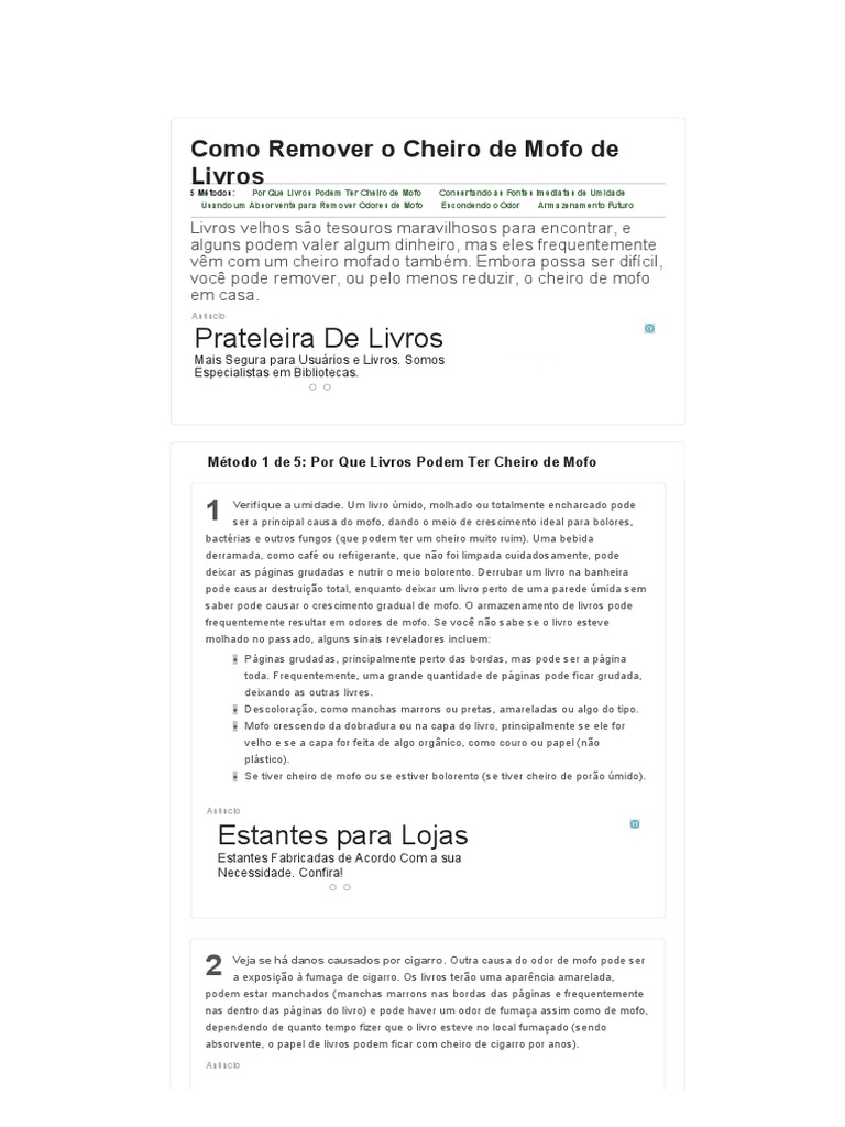 erros comuns ao tentar tirar cheiro de mofo de livros