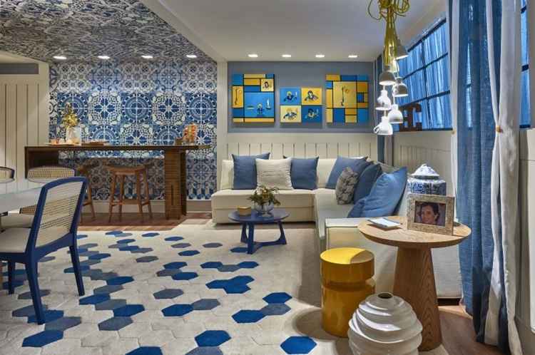 ideias de decoração com azulejos portugueses para sala