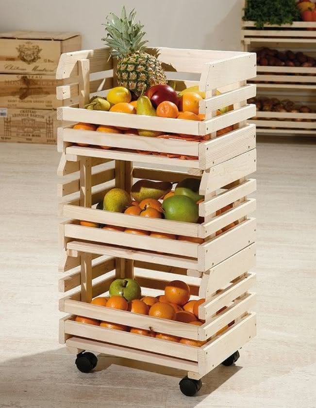 ideias de decoração com caixas de frutas para sala