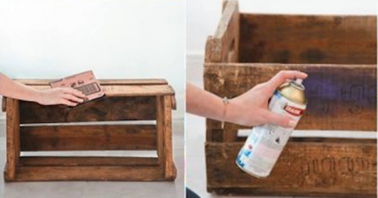 como lixar e pintar caixote de feira para decoração