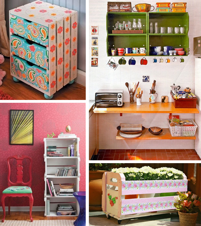 decoração com caixas de madeira