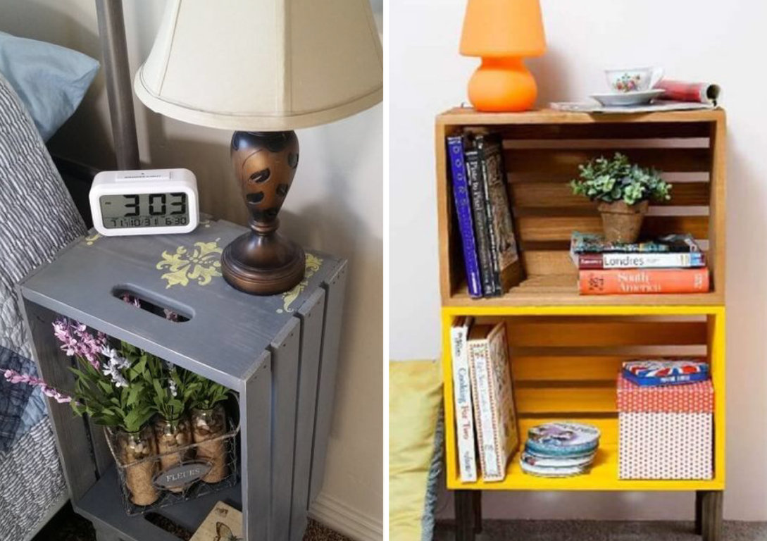 decoração com caixas de madeira