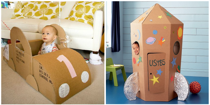 decoração com caixas de papelão