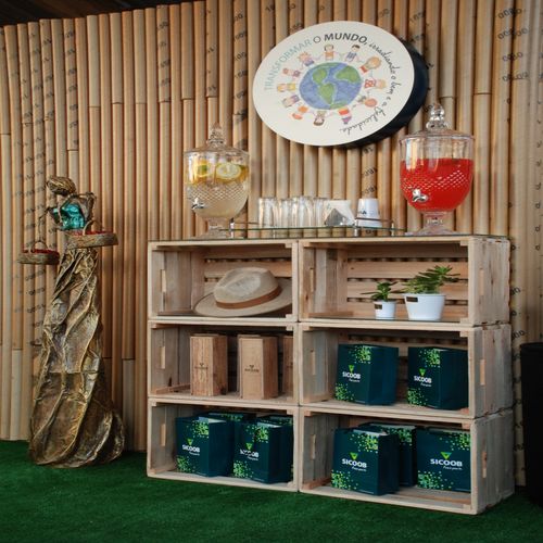 decoração com caixotes de feira na cozinha