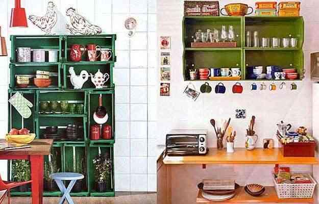 ideias de decoração cozinha com caixotes de feira