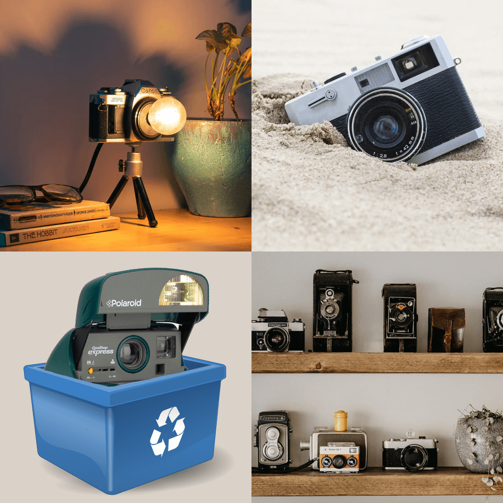 ideias criativas para decorar com câmeras antigas