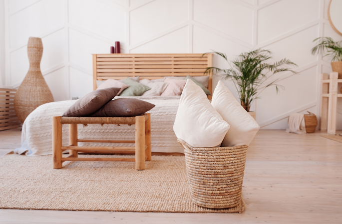 ideias de decoração com cestos para sala pequena