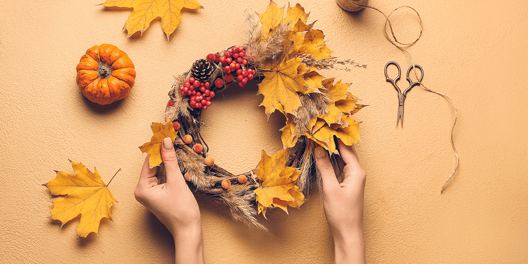 decoração com folhas secas
