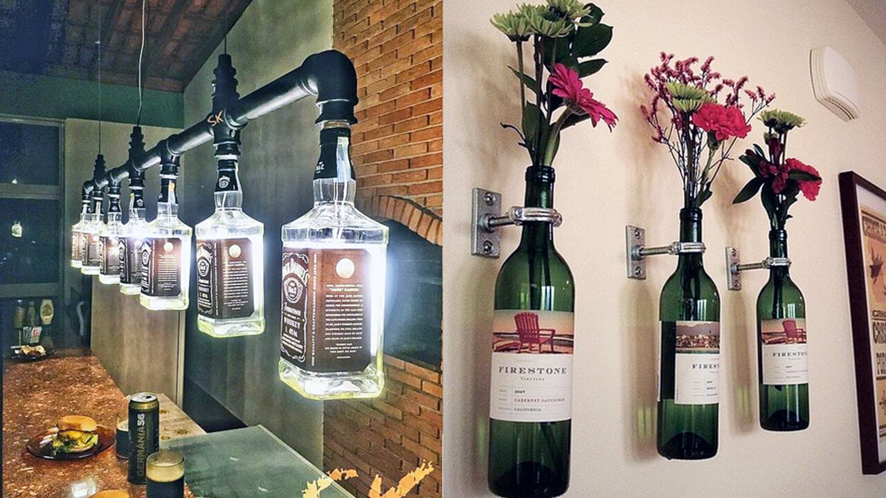 como cortar garrafa de whisky para decoração