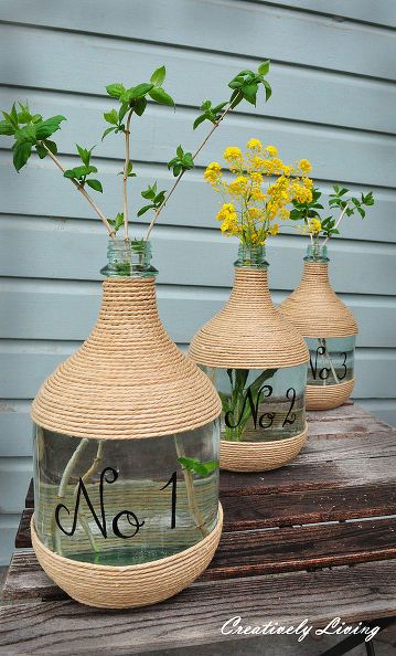 ideias de decoração com garrafões de vidro antigos