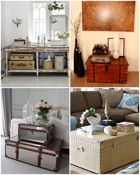 decoração com malas antigas