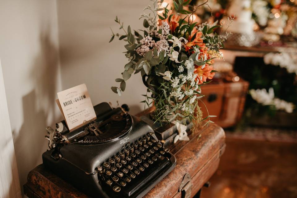 decoração com máquinas de escrever