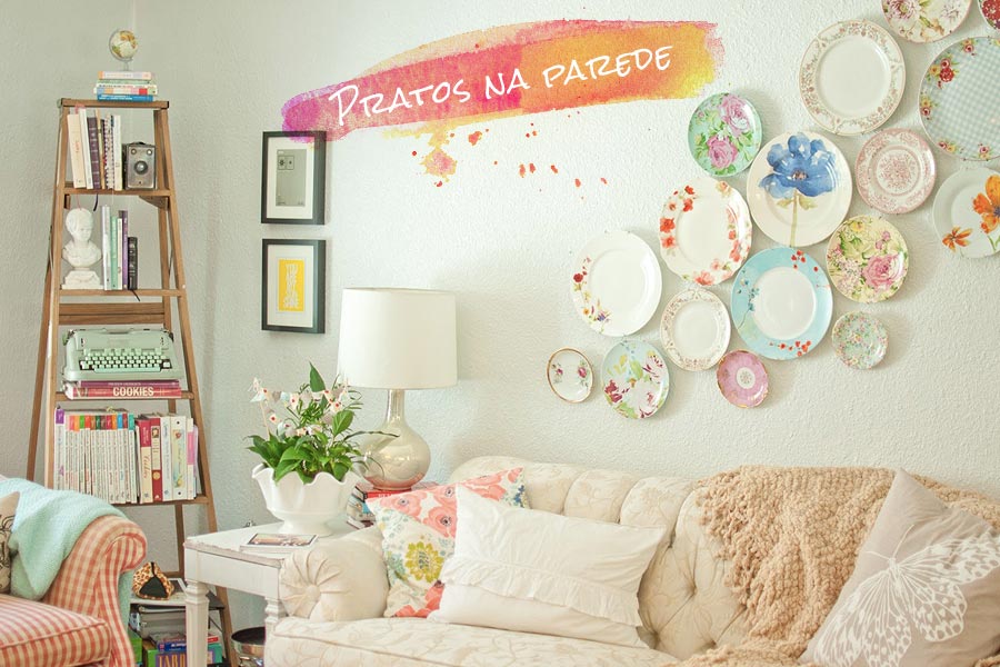 decoração com pratos na parede
