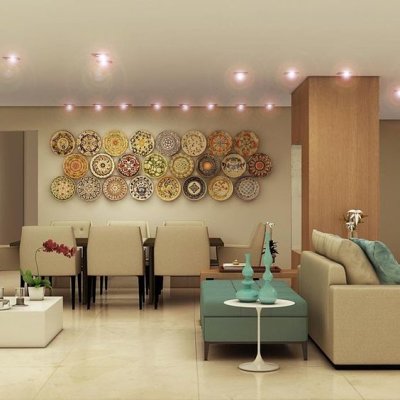 decoração com pratos na parede