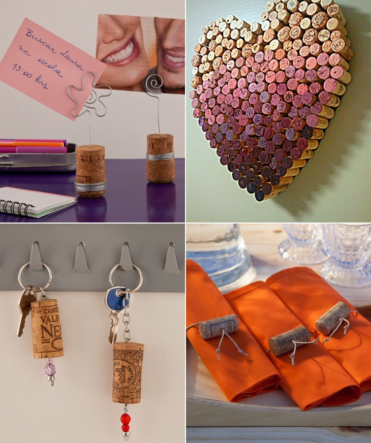 decoração com rolhas e quadros