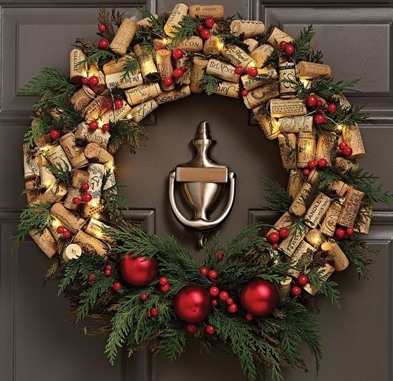 decoração com rolhas para natal