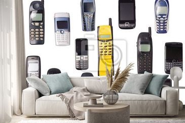 decoração com telefones antigos