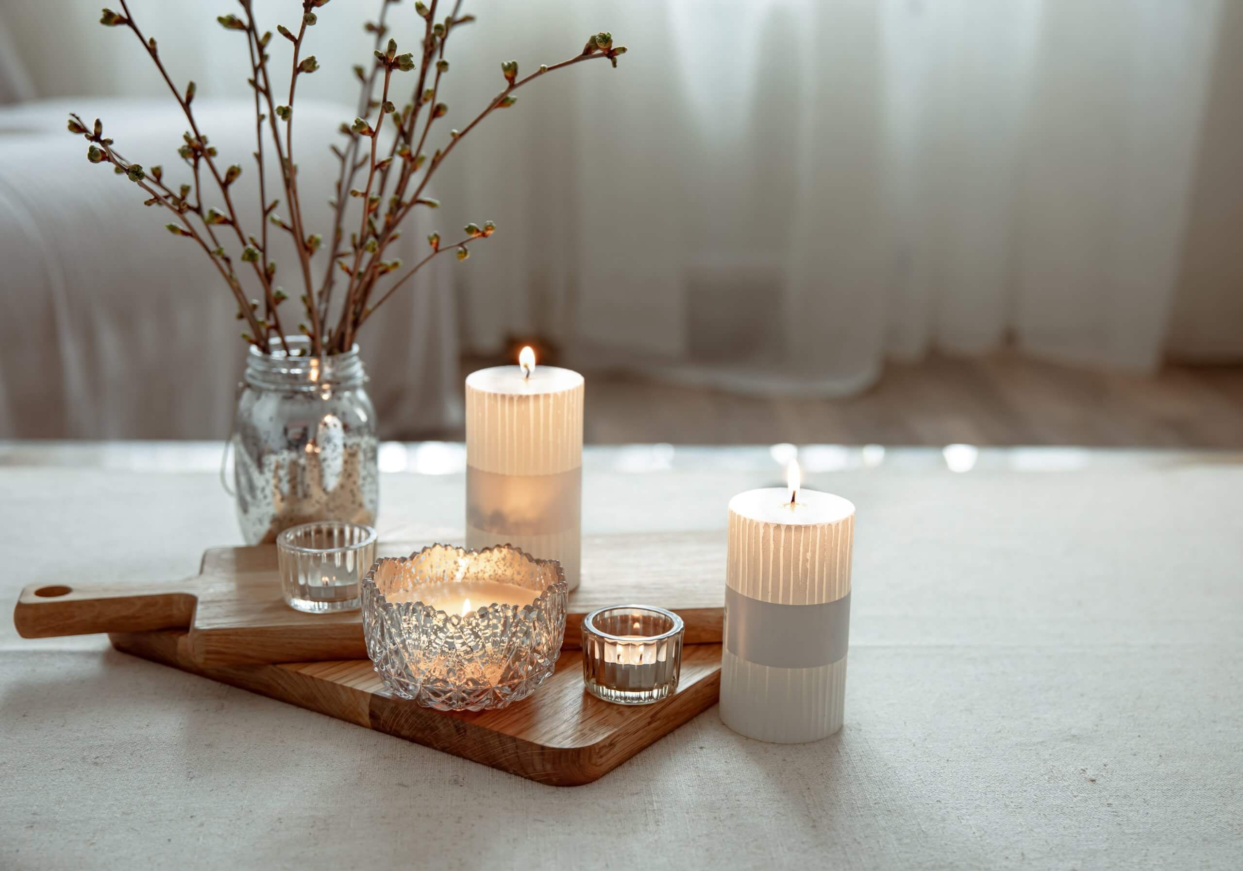 ideias de decoração com velas para sala de estar