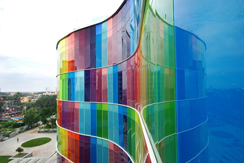 decoração com vidros coloridos