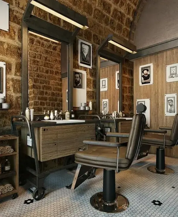 ideias de decoração barbearia moderna com fotos