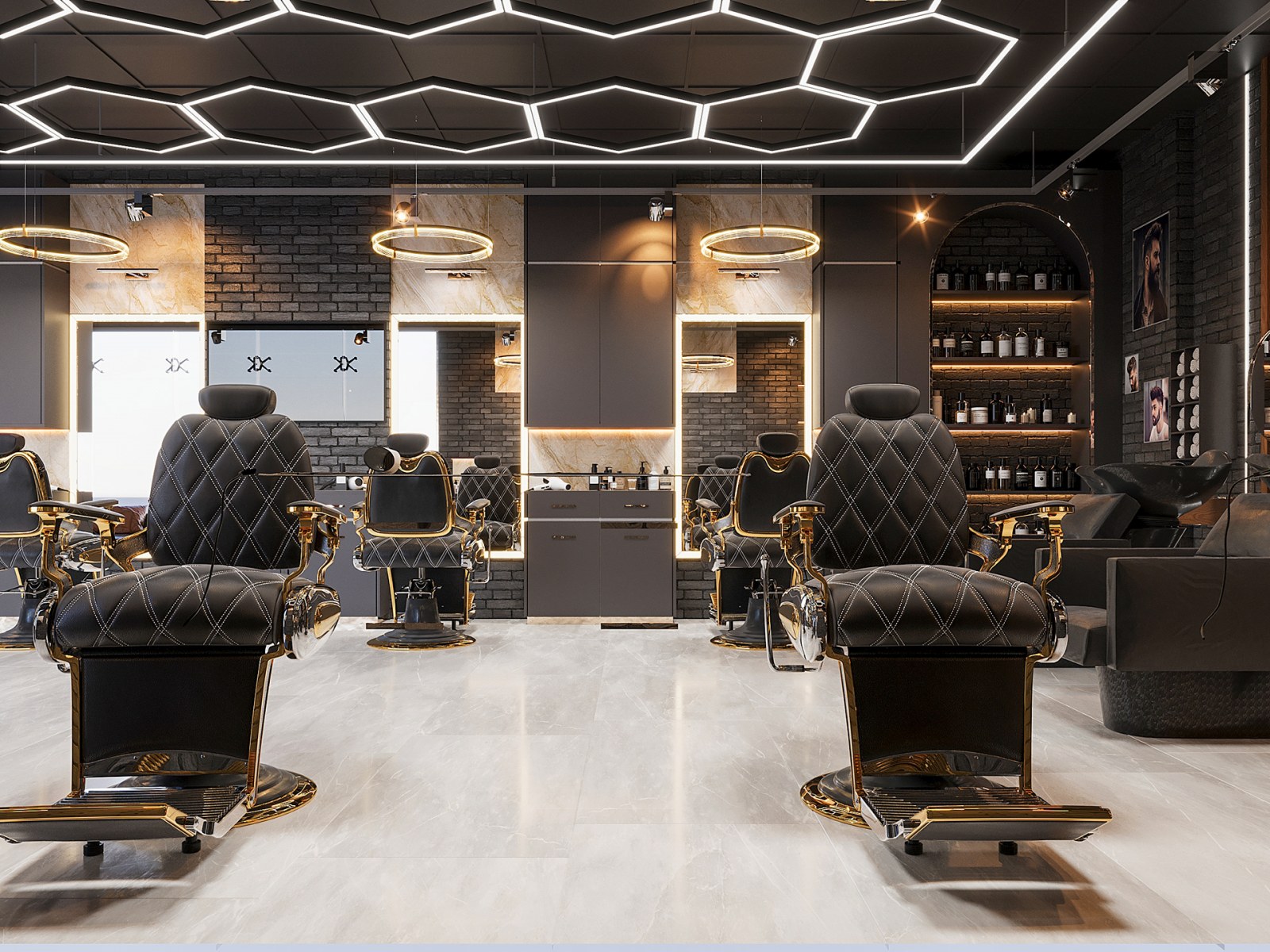 iluminação led para barbearia retrô moderno