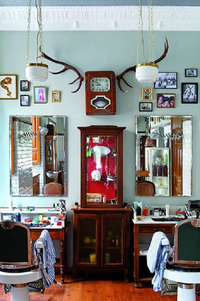 decoração de barbearia vintage