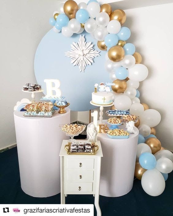decoração de batizado para menino vs menina