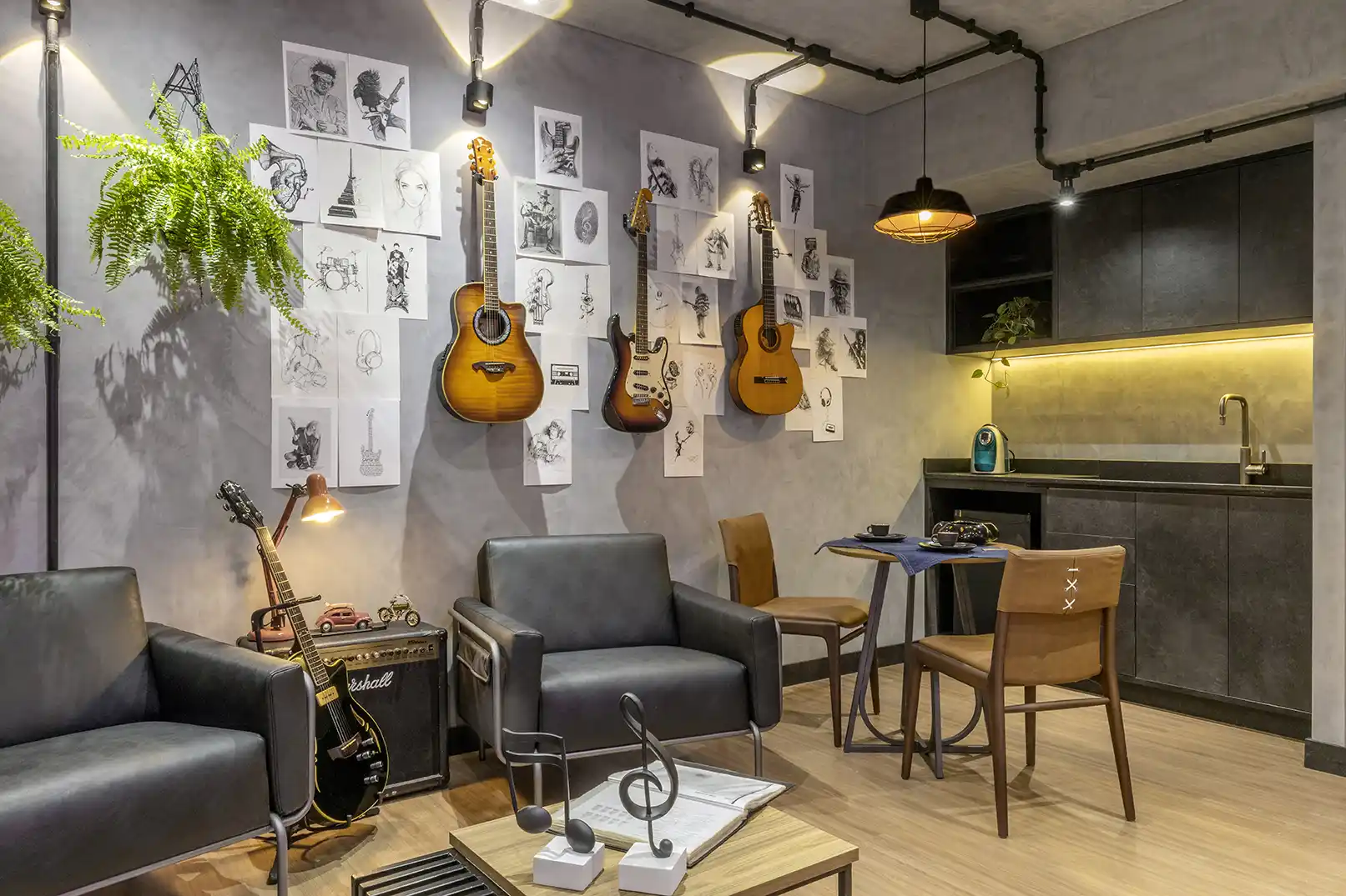 decoração de estúdio de música