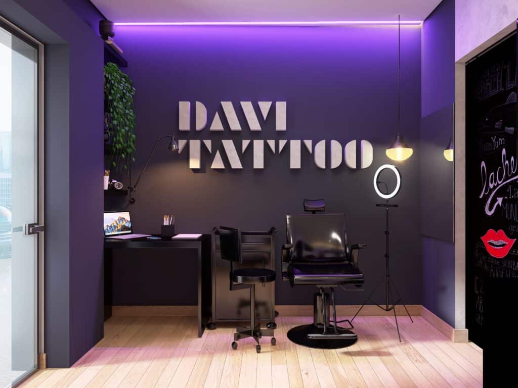 decoração estúdio de tatuagem industrial