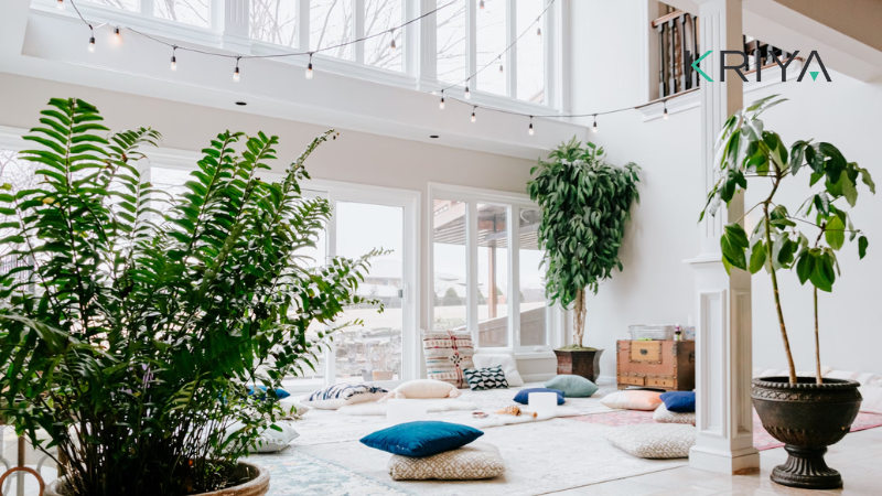 decoração de estúdio de yoga