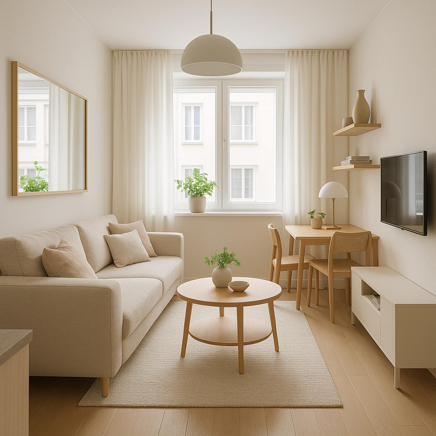 decoração imobiliária sala de estar minimalista