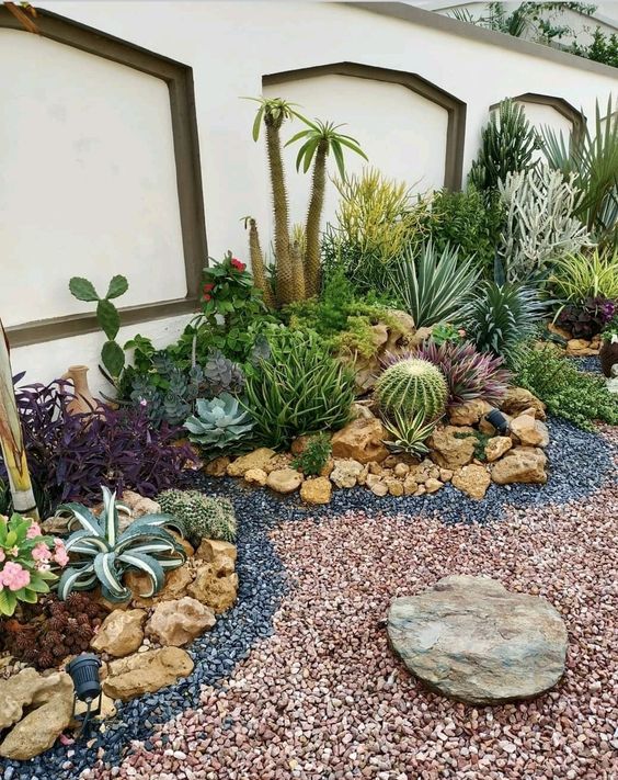 decoração de jardim com pedras brancas