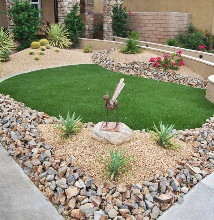 jardim com pedras e plantas
