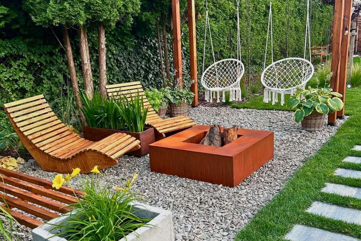 jardim moderno com pedras