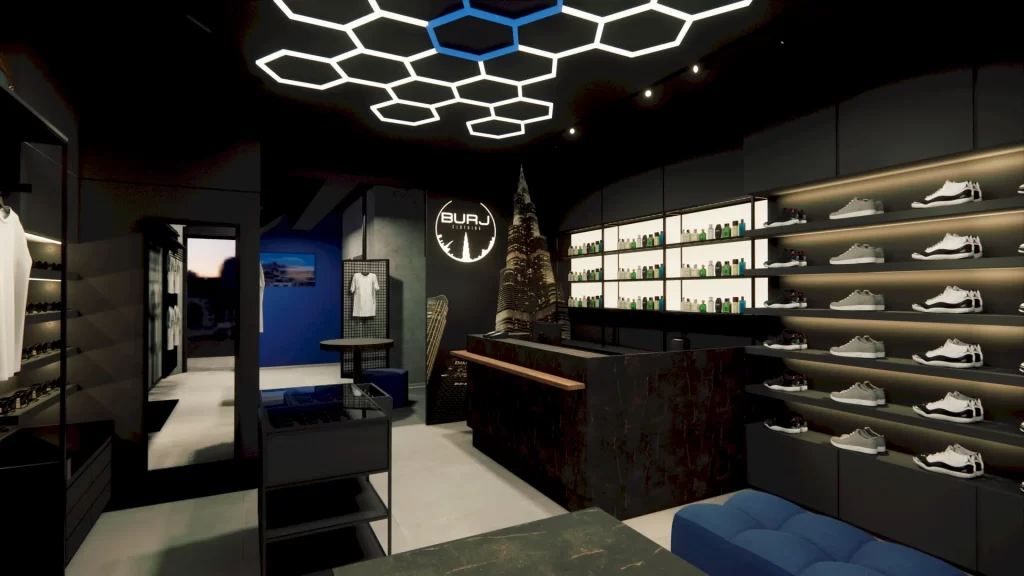 decoração de loja de artigos esportivos