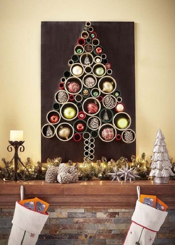 ideias criativas de arvore de natal na parede