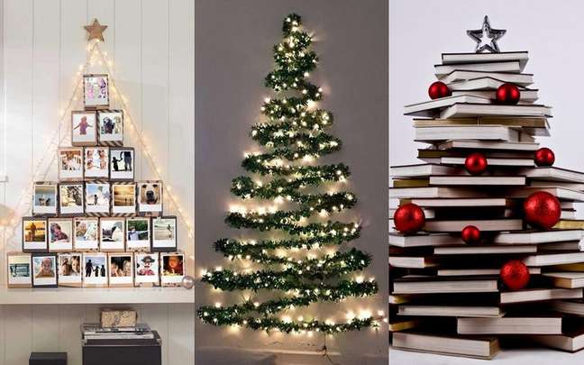 arvore de natal de parede vs arvore tradicional